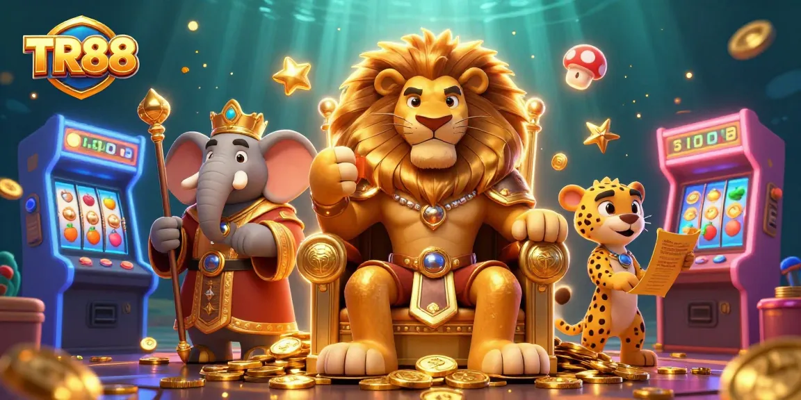 Experience thrilling gaming at TR88 with vibrant slot machines and engaging characters.