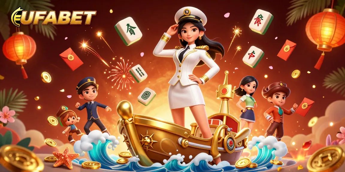 Engage in UFABET gaming adventures with a striking 3D illustration featuring a commanding figure, vibrant casino elements, and golden ambiance.