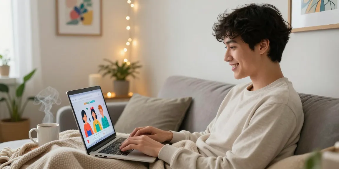 Engaging in ai nsfw chat on a cozy laptop setting with vibrant character displays and a warm atmosphere.