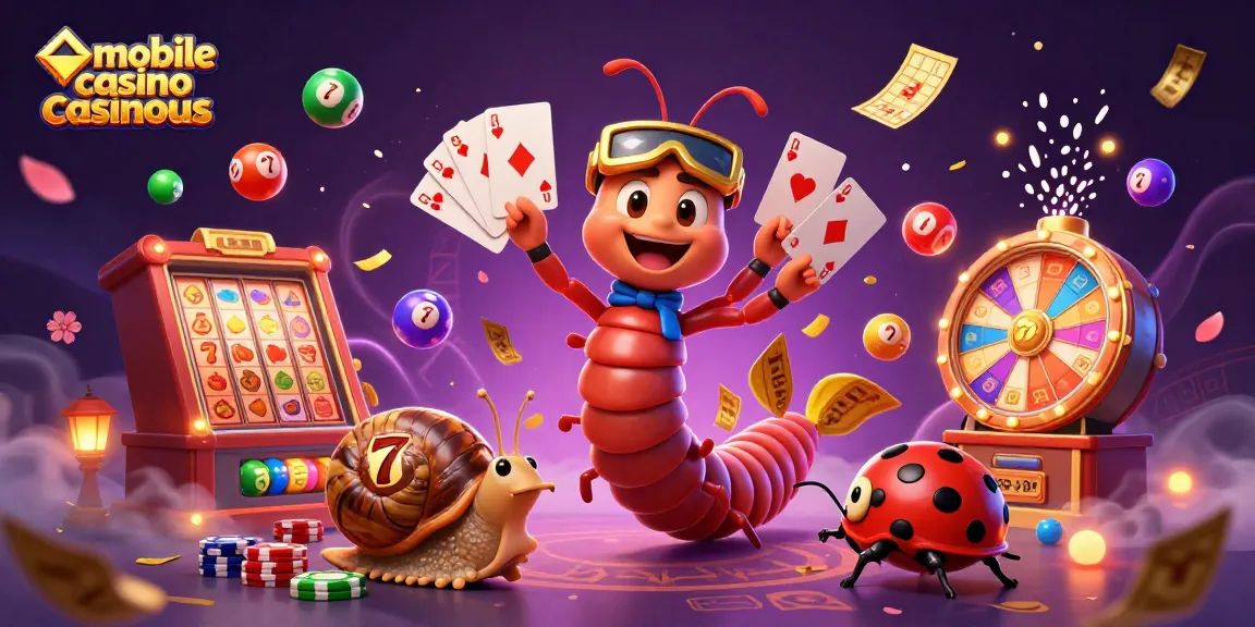Engaging scene of mobile casino casinous with vibrant characters celebrating winnings amidst colorful gaming elements.