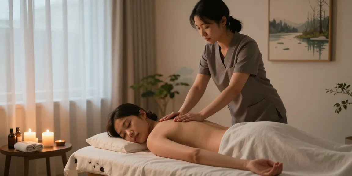 Serene home massage setting illustrating professional 성남출장안마 therapy for relaxation and well-being.