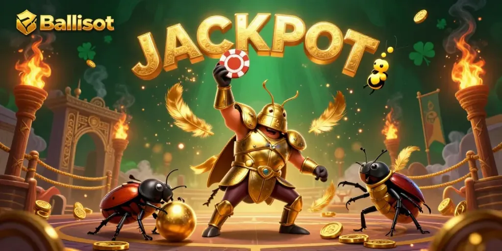 Balislot players celebrate winning with neon poker chips and golden coins in a vibrant 3D casino scene.